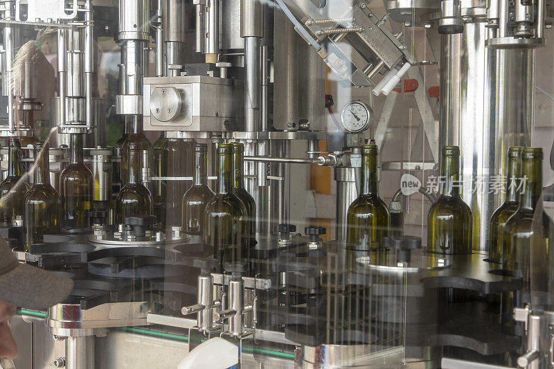 Bottling wine in a winery